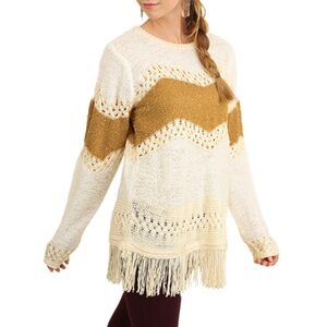 Cream Fringe Sweater
